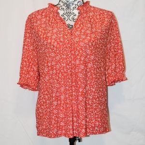 Flower print 3/4 sleeve blouse